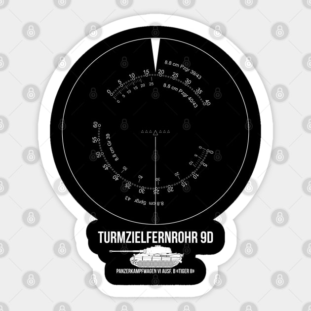 Turmzielfernrohr 9d sight of the German Tiger II tank. on dark Sticker by FAawRay